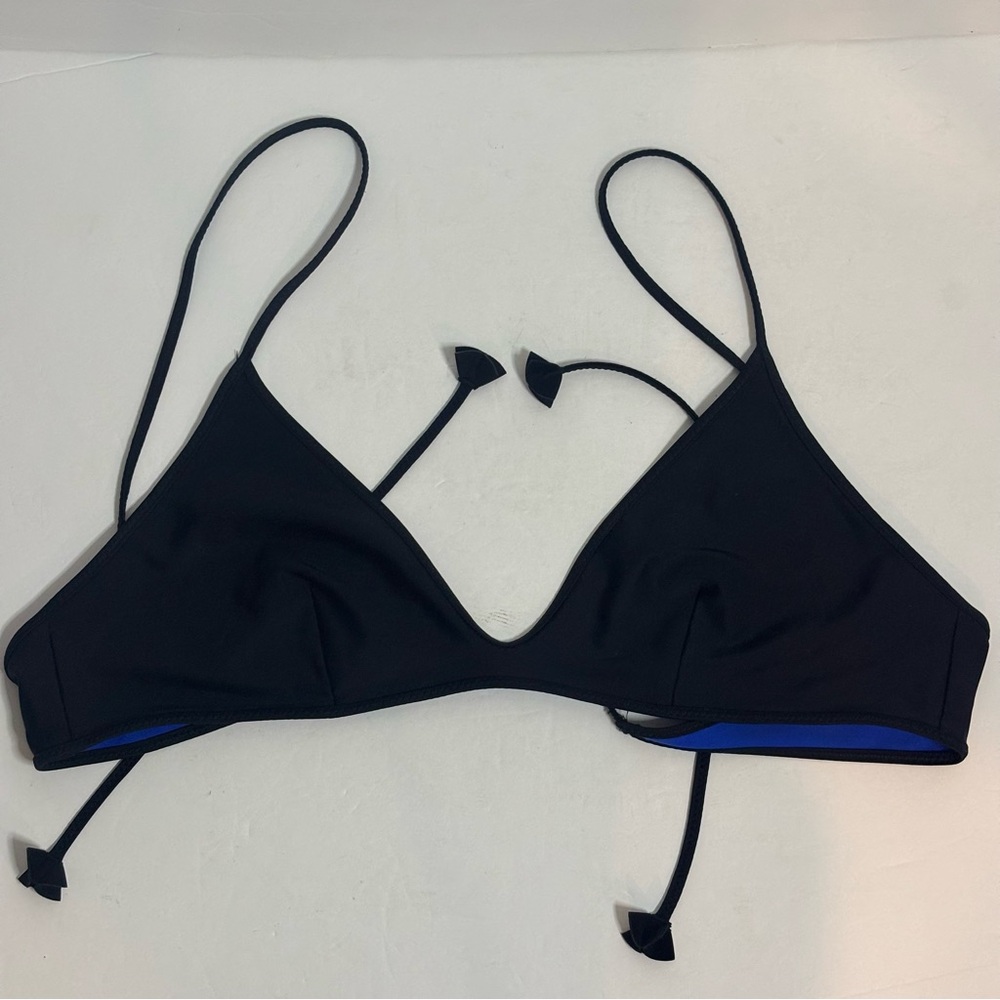 Lululemon Surf To Sand Black Blue Reversible Triangle Convertible Tie Bikini Top - Picture 5 of 9